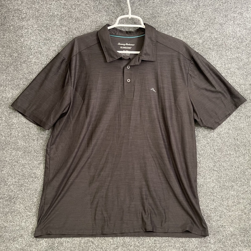 Tommy Bahama IslandZone  Polo Shirt Mens XL Gray Performance Golf Short Sleeve